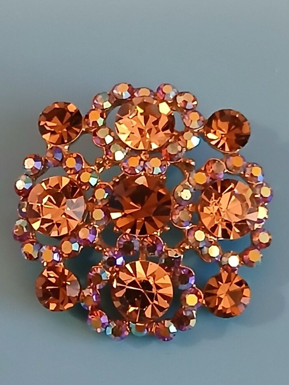 Elegant Classic Brooch Purple and White Crystals